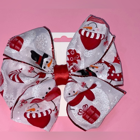 Snowmen Hair Bow - Snowman Hair Bow - Hair Clip - Girls Hair Bow - Christmas - Picture 1 of 5